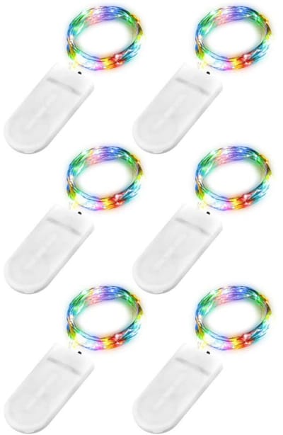 TOVBMUP LED Lampjes Slinger - Lichtsnoer Binnen en Buiten - Fairy Lights - Sfeerverlichting - Op Batterijen - Multicolor - 2 meter - 6 Stuks