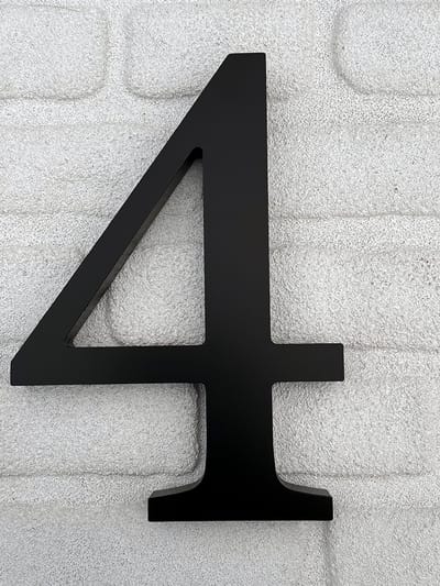 Promessa-Design - Huisnummer 4 Zwart Mat - Acrylaat 3D Groot - Hoogte 30 cm - Dikte 25 mm - onderhoudsvrij - Type 3D/Acrylaat/30/MatZwart/Roma4.