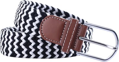 *** Elastische Geweven Riem Gevlochten Riem Rekbaar Zwart/Wit - Mode Broek Zebra - Zomer Korte broek - van Heble® ***