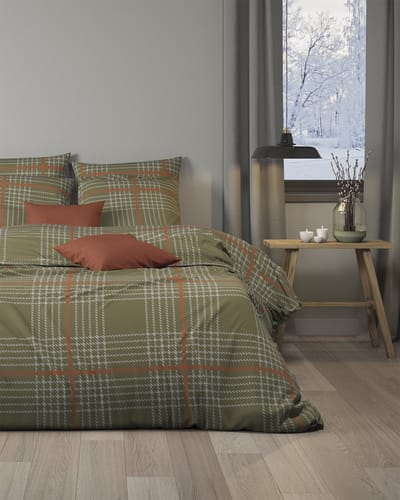 Mistral Home - DEKBEDOVERTREK - katoen renforcé - 140 x 200 cm + 65 x 65 cm - eenpersoons - strepen - groen