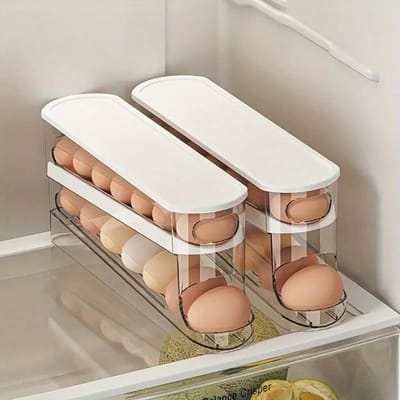 Boîte de Rangement pour Œufs à Roulettes Économiseuse d'Espace Spécialisée pour Réfrigérateur - Stockage d'Œufs, Plastique Durable, Essentiel pour la Cuisine