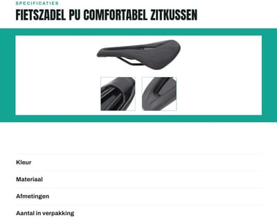 Dailygoods- Fietszadel Zacht - Fietszadel Heren/Dames - Fietszadelhoes Waterdicht - Fietszadel Gel - Fietszadel Racefiets/Mountainbike - Holle Zitting - Fietszitting