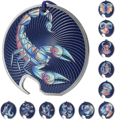 KADAX Zodiak Flesopener, bieropener van roestvrij staal, sterrenbeeldflesopener, met één hand opener met gat, ronde flesopener voor huis, feest, bar, soda, bruiloft (schorpioen)