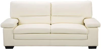 Vente-unique 3-zitsbank van ivoorkleurig buffelleer MIMAS II
