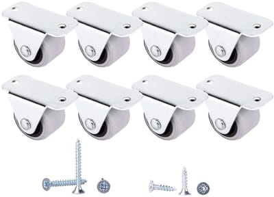 (Pack van 8) 30 mm Kleine Wiel Castors Rubber Wielen Castors Voor Meubels Niet-Swivel Kleine Wielen Niet-Plastic Apparaat & Apparatuur Klein Wiel Castors Schroeven Inbegrepen (8, EFN_DEUK_, 30mm/40kg)