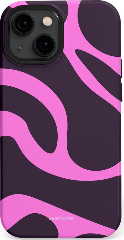 Casetastic hoesje geschikt voor Apple iPhone 13 mini - MagSafe - Dubbellaagse bescherming - Roze Paarse Lavendel Abstractie - Fashion Case - Donkergrijs Roze