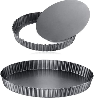 Quiche Vormen - Taartvormen Losse Bodem - Taarten Bakken - Antiaanbaklaag - 22cm + 28cm - Donkergrijs
