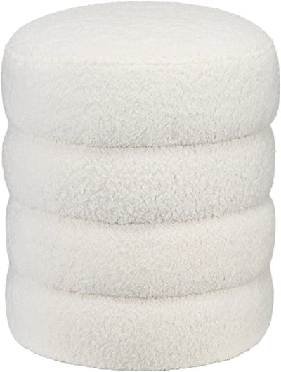 Krukje, Rond, Teddyfleece, Tot 120 kg, Φ40x45H cm, Crèmewit