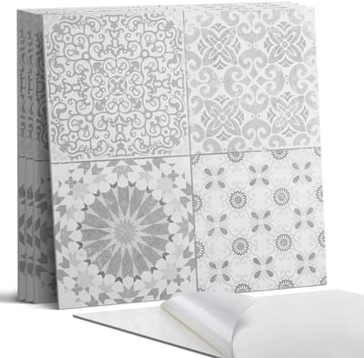 Coloray Wandpanelen Zelfklevend - Geometrische en florale patronen Zelfklevende Wandpanelen - 50 cm x 50 cm - Grijs Wandpaneel PVC - 4 stuks - Mozaïeken Wandpanelen Zelfklevend - Wandpanelen Keuken - Wandpaneel Badkamer