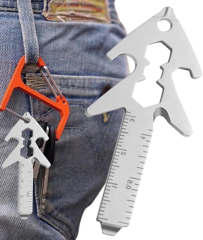 Compact Multifunctioneel Gereedschap - 8-in-1 Hulpstuk - Buitenactiviteiten Ondersteuning - Roestvrijstalen Constructie - Zakformaat - Zilver