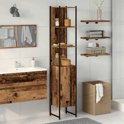 vidaXL - Badkamerkast - Oud - hout - 33 - x - 33 - x - 185,5 - cm - Bewerkt - hout
