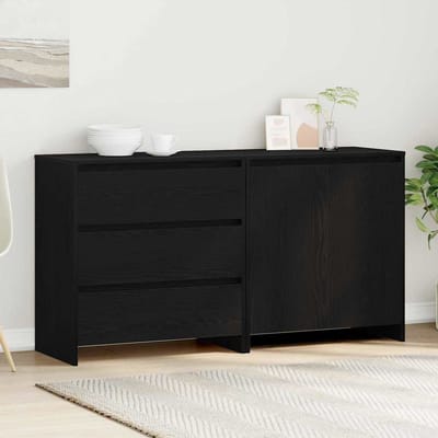 vidaXL - Dressoir - 2 - st - Zwart - 70 - x - 41 - x - 75 - cm - Bewerkt - hout