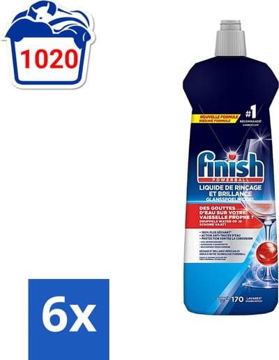 Finish Powerball - Glansspoelmiddel - Anti-Corrosie & Anti-Vervaging - 170 Afwasbeurten - 800ml - Voordeelverpakking - 6 stuks