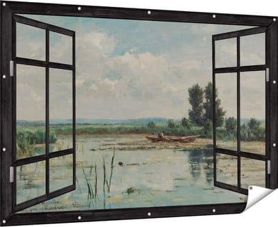 Gards Tuinposter Doorkijk Plas bij Loosdrecht - Willem Roelofs - 180x120 cm - Tuindoek - Tuindecoratie - Wanddecoratie buiten - Tuinschilderij