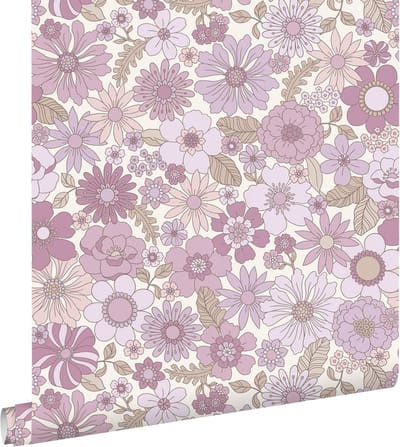 ESTAhome behang retro bloemen lila paars - 50 x 900 cm - 131248
