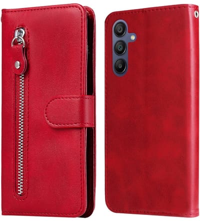 Rood wallet book-case rits hoesje - Telefoonhoesje geschikt voor Samsung Galaxy A17 5G / A26 5G / A16 5G