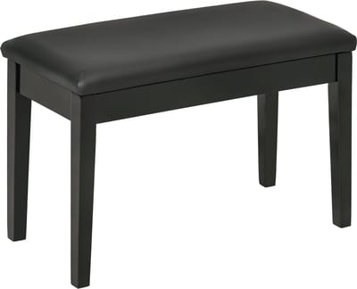 MODFU Voetenbank 75x35x49 cm van hout met kunstleer, hoogglans zwart, gestoffeerd