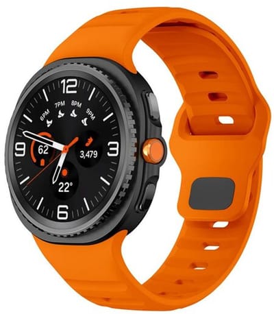By Qubix - smartwatch bandje - Compatible Samsung bandje - Wave siliconen band - Oranje - Geschikt voor Samsung Galaxy Watch 9 (40/44mm) - Watch 8 (40/44mm) - Watch 8 Classic (46mm)