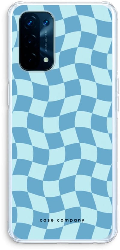 Case Company® - Hoesje geschikt voor Oppo A74 5G hoesje - Grid Blauw - Soft Cover Telefoonhoesje - Bescherming aan alle Kanten en Schermrand