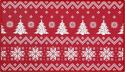 Kerst Deurmat - Voor Voordeur & Binnen - Boho Stijl Antislip Vloerkleed Welkom - Kerstvakantie & Thuisdecoratie - Rood-40x60cm