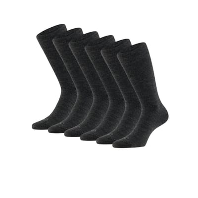 Merino Wollen Sokken - Unisex - Antraciet - 6-Pak - 35/38