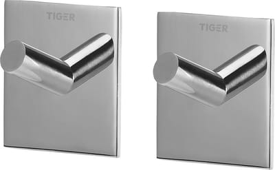 Tiger Square - Handdoekhaak - Zonder boren - Handdoekhaakjes - 3M tape - RVS gepolijst (2 stuks)