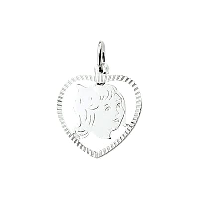Hanger Meisje Hart Gediamanteerd 16,5 X 16 Mm Zilver Wit