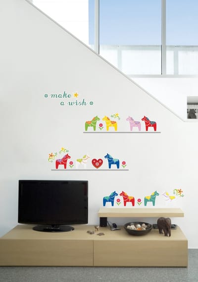 Muurstickers, decoratieve stickers, kleine kleurrijke paardjes