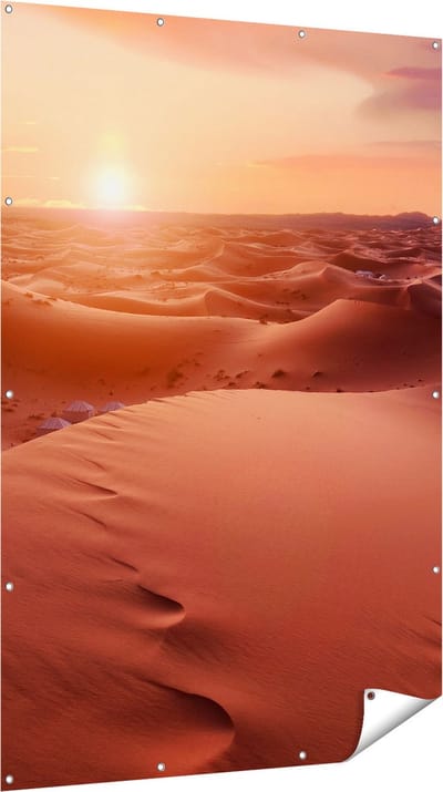 Gards Tuinposter Woestijn in de Sahara bij Zonsondergang - 120x180 cm - Tuindoek - Tuindecoratie - Wanddecoratie buiten - Tuinschilderij