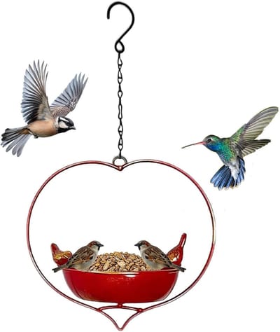 Hangend vogelbad – Vogelvoeder – Vogelbad voor buiten – Kolibrievoeder – Decoratieve Vogelvoederbak Hartvorm – voor balkons, tuinen en terrassen