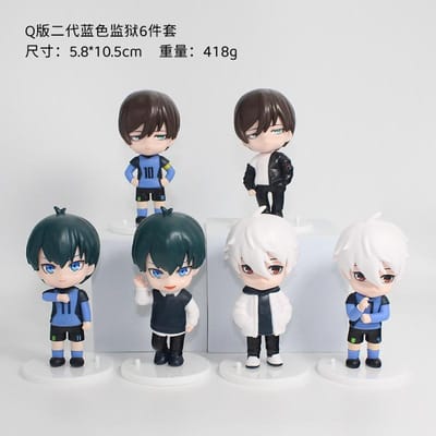 6 stuks/set BLUE LOCK Isagi Yoichi Anime Figuur Speelgoed Collectie Animatie Model Schattige Versie Pop Desktop Ornamenten wit