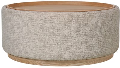 DÉJA Living Salontafel Marcia – Rond – Met Opbergruimte – Essen Fineer – 83x83x40 cm – Taupe/Naturel