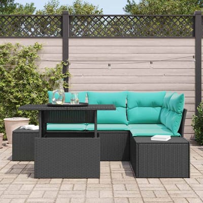 vidaXL - Tuinbank - Set - 6 - st - 4-Aantal - zitplaatsen - Zwart - en - Blauw