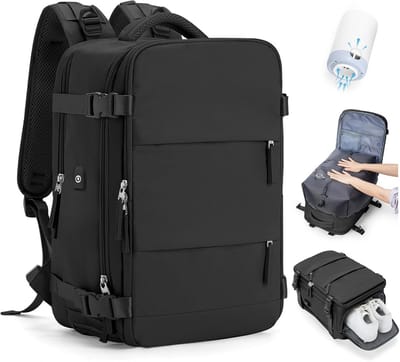 Reisrugzak - Handbagage Tas - Vliegen met handbagage - Waterdicht materiaal - 43x30x20 cm - Zwart