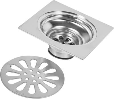 Afvoerputje RVS - Doucheafvoer Bodem - Snel Water Afvoeren - Geur en Ongedierte Blokkerend - 100x100mm - Zilver