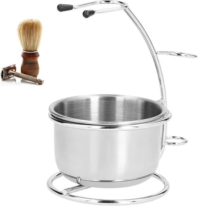 Stainless Steel Scheerstandaard en Kom Set met Metalen Scheerborstelhouder voor Mannen en Scheeraccessoires