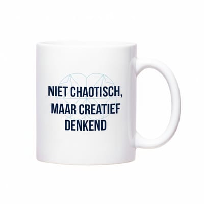 Creatieve Quote Mok “Niet Chaotisch, Maar Creatief Denkend” | Inspirerende Koffiemok Cadeau | 330 ml