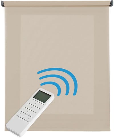 Storesdeco - Motorgecontroleerd doorschijnend rolgordijn met batterij, Beige 100x250 cm