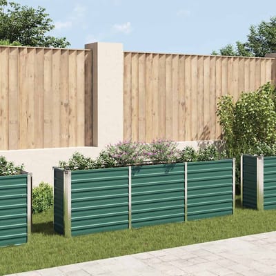 vidaXL - Plantenbak - verhoogd - 240x40x77 - cm - gegalvaniseerd - staal - groen