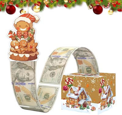Geld Rol Doos - Kerst Cadeauhouder - Verras Familie - Feestelijk Ontwerp - 12x12 cm Doos