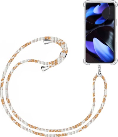 Telefoonkoord + Hoesje Geschikt voor Google Pixel 9 / 9 Pro - Lengte Verstelbaar - Telefoonketting - Shock Proof Case - Wit Goud