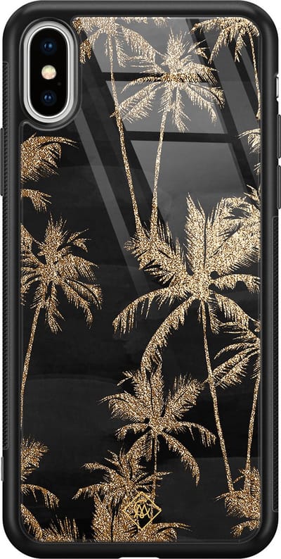 Casimoda® hoesje - Geschikt voor iPhone Xs Max - Palmbomen - Luxe Hard Case Zwart - Backcover telefoonhoesje - Mint