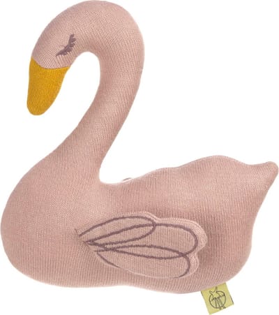 Lässig gebreid speeltje knuffel met rammelaar knetter Little Water Swan