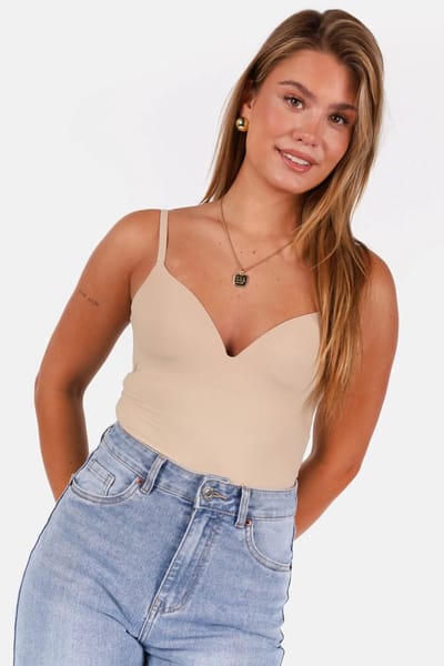 Getdrezzed Top - Maat: L - Top met voorgevormde cups beige