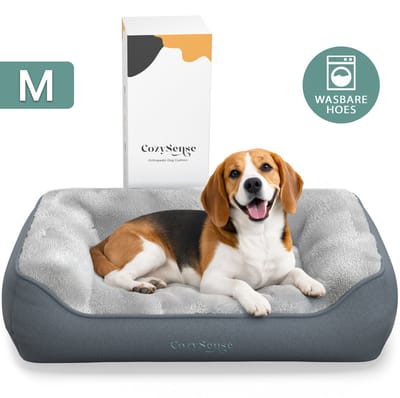 CozySense® Orthopedisch Hondenkussen 75x45 cm Maat M - Waterdicht & Wasbaar - Benchkussen en Hondenbed - Ultra Zachte Sherpa Stof - Grijs & Antraciet
