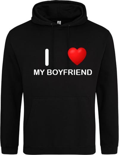 I LOVE MY BOYFRIEND Hoodie | Sweater | Capuchon | Trui | Hooded | Print | Zwart | Maat 2XL | Valentijnsdag