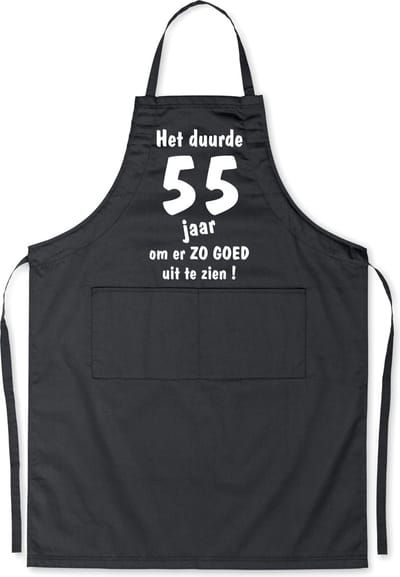 Mijncadeautje - Luxe Keukenschort - Het duurde 55 jaar - Unisex - Zwart - Leeftijd