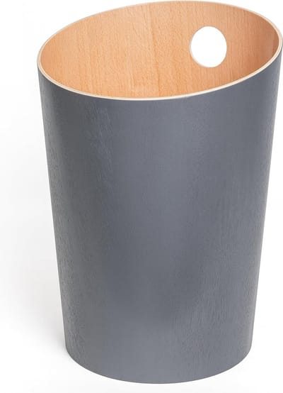 Bennet Design Waste Bin | Unique design for office, bedroom, children's room and much more | Waste bin made of real wood veneer | Dark gray