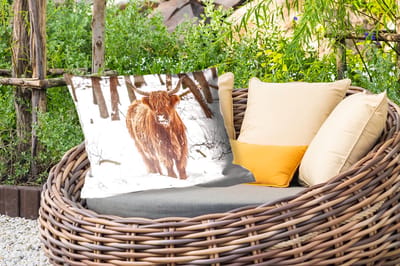 Buitenkussens - Schotse Hooglander - Sneeuw - Winter - Natuur - Dieren - 60x40 cm - Weerbestendig