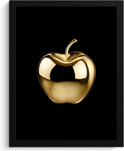 Fotolijst inclusief poster - Posterlijst 30x40 cm - Posters - Appel - Goud - Chrome - Zwart - Foto in lijst - Keuken decoratie muur - Wanddecoratie accessoires - Muurdecoratie - Schilderijen